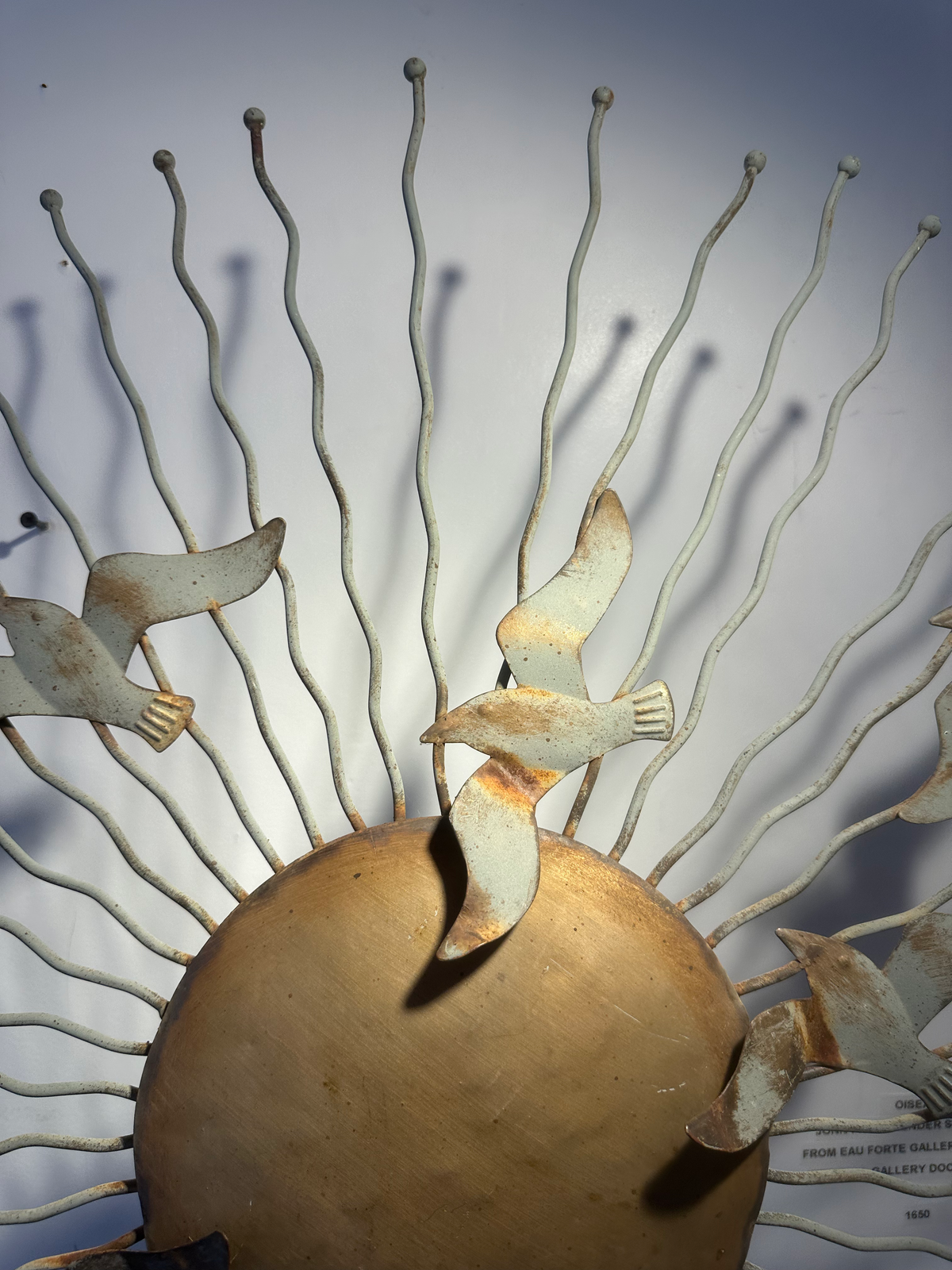 Midcentury Modern Metal Radial Sunburst sculpture ‘Birds In Flight’, 1970 image 7