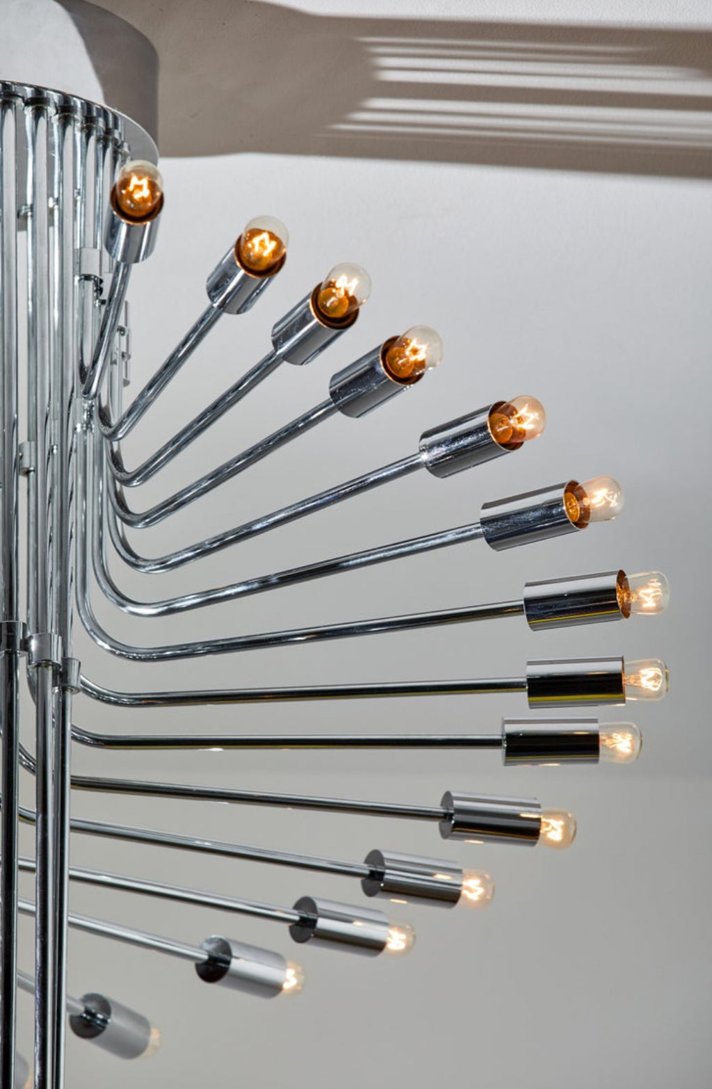 Ultra rare Italian Spiral Chrome Chandelier by Gaetano Sciolari, 1970s image 9