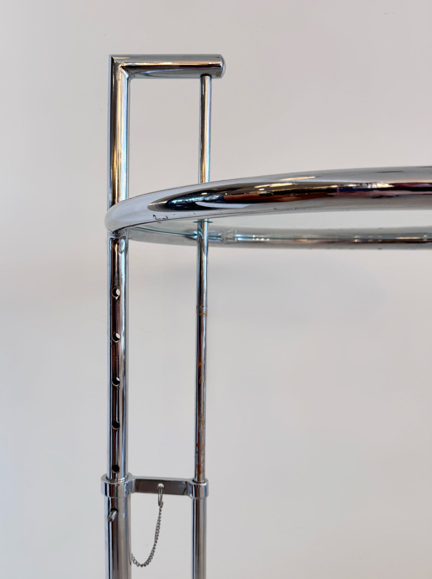 Adjustable glass and chrome E1027 side table by Eileen Gray for Habitat, 1980 image 5
