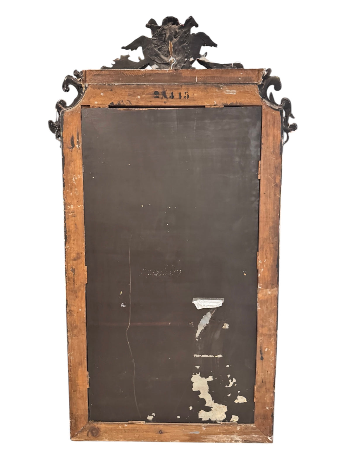 Gothic Antique Victorian mirror with Silver leaf Inlay over Black Gesso Frame image 9