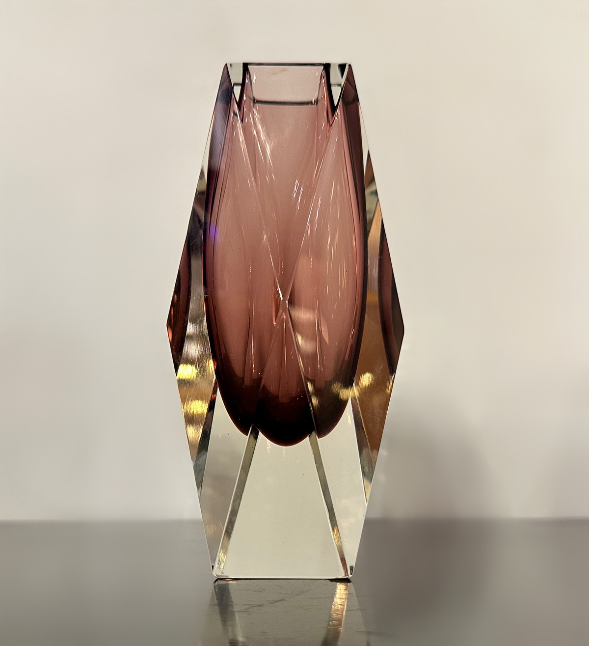 Midcentury Purple Murano Faceted Sommerso Glass Vessel Vase by Luigi Mandruzzato image 4