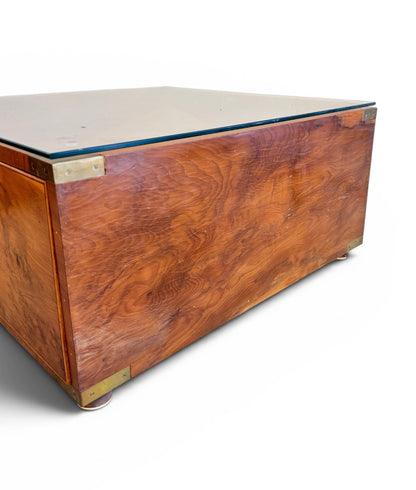 Pair of fine Scandinavian Burr Maple Campaign drawers with Brass Motifs  image 3
