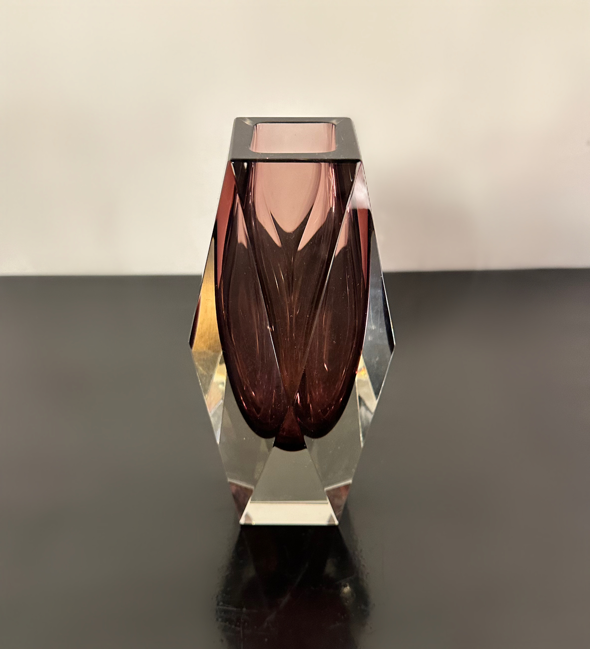 Midcentury Purple Murano Faceted Sommerso Glass Vessel Vase by Luigi Mandruzzato image 5