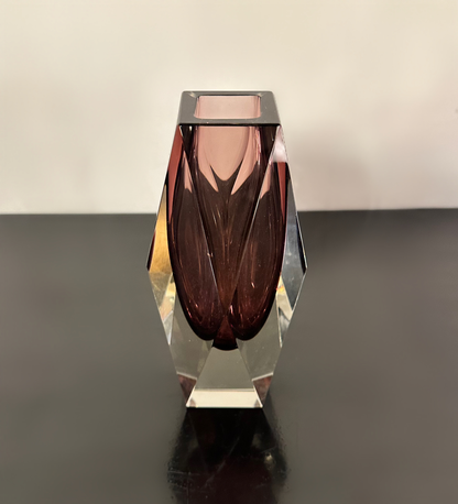 Midcentury Purple Murano Faceted Sommerso Glass Vessel Vase by Luigi Mandruzzato image 5