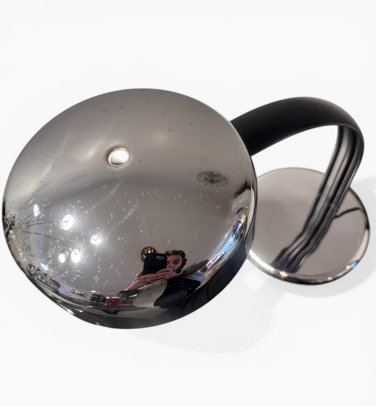 Atelje Lyktan AB Model 8012 in Chrome arc table lamp with Matte Black Arm, 1970 image 7