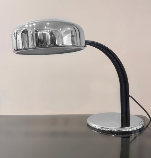 Atelje Lyktan AB Model 8012 in Chrome arc table lamp with Matte Black Arm, 1970 image 0