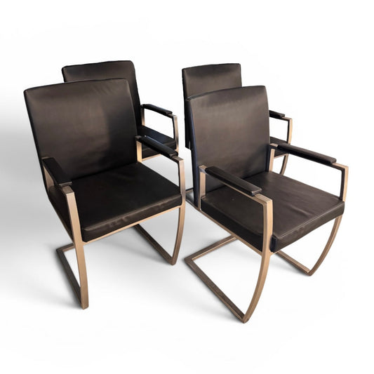 4x Bauhaus Style Black & Chrome Chairs, Germany, 1980 image 0