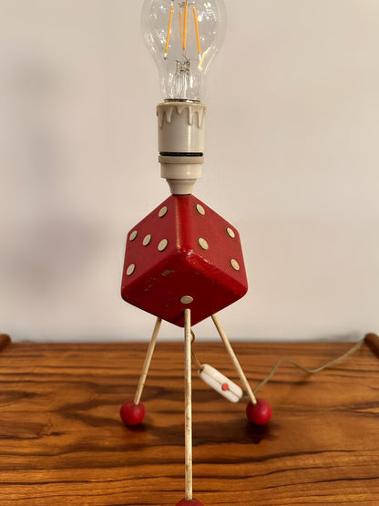 American Red & Cream Atomic Tripod Dice Table Lamp, 1950 image 7