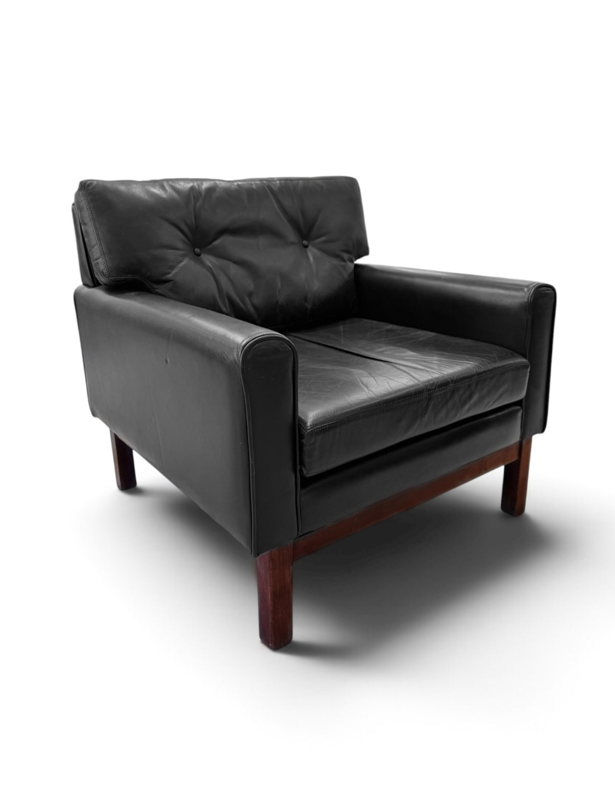 Leather & Rosewood Sofa Suite Consisting of Two Armchairs & 3-Seat Sofa, Pek-Oy for ASKO Finland, 1960