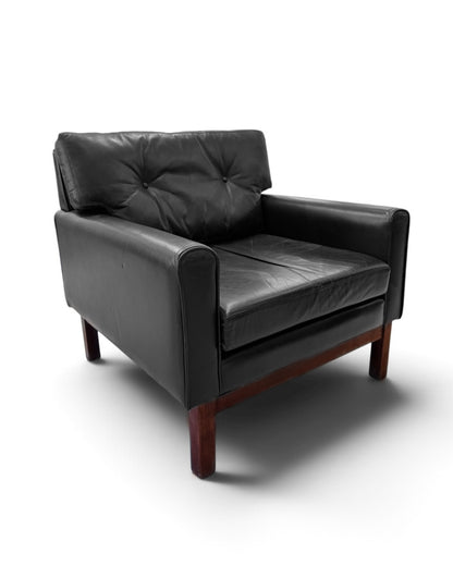 Leather & Rosewood Sofa Suite Consisting of Two Armchairs & 3-Seat Sofa, Pek-Oy for ASKO Finland, 1960