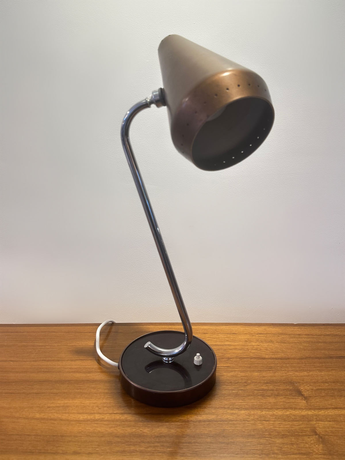 Original Mid Century Chrome and Brass Shop Fitting Lamp Courtney Pope, 1950 image 2