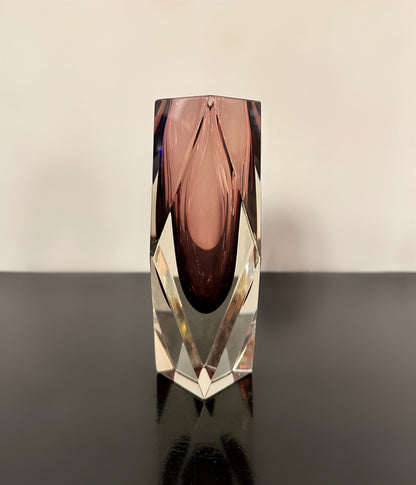 Midcentury Purple Murano Faceted Sommerso Glass Vessel Vase by Luigi Mandruzzato image 7