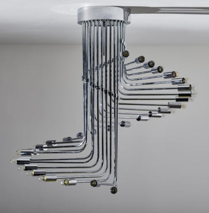 Ultra rare Italian Spiral Chrome Chandelier by Gaetano Sciolari, 1970s image 7