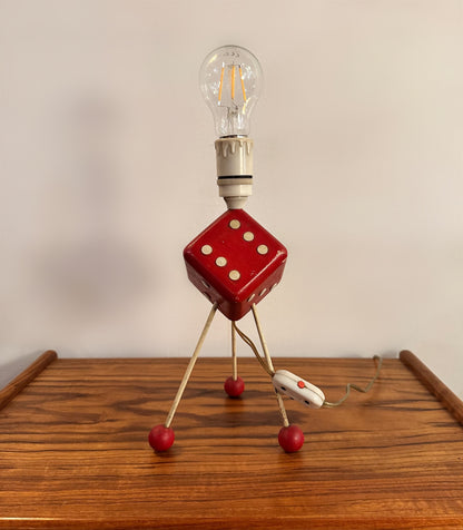 American Red & Cream Atomic Tripod Dice Table Lamp, 1950 image 4