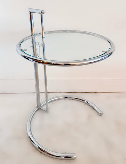 Adjustable glass and chrome E1027 side table by Eileen Gray for Habitat, 1980 image 0