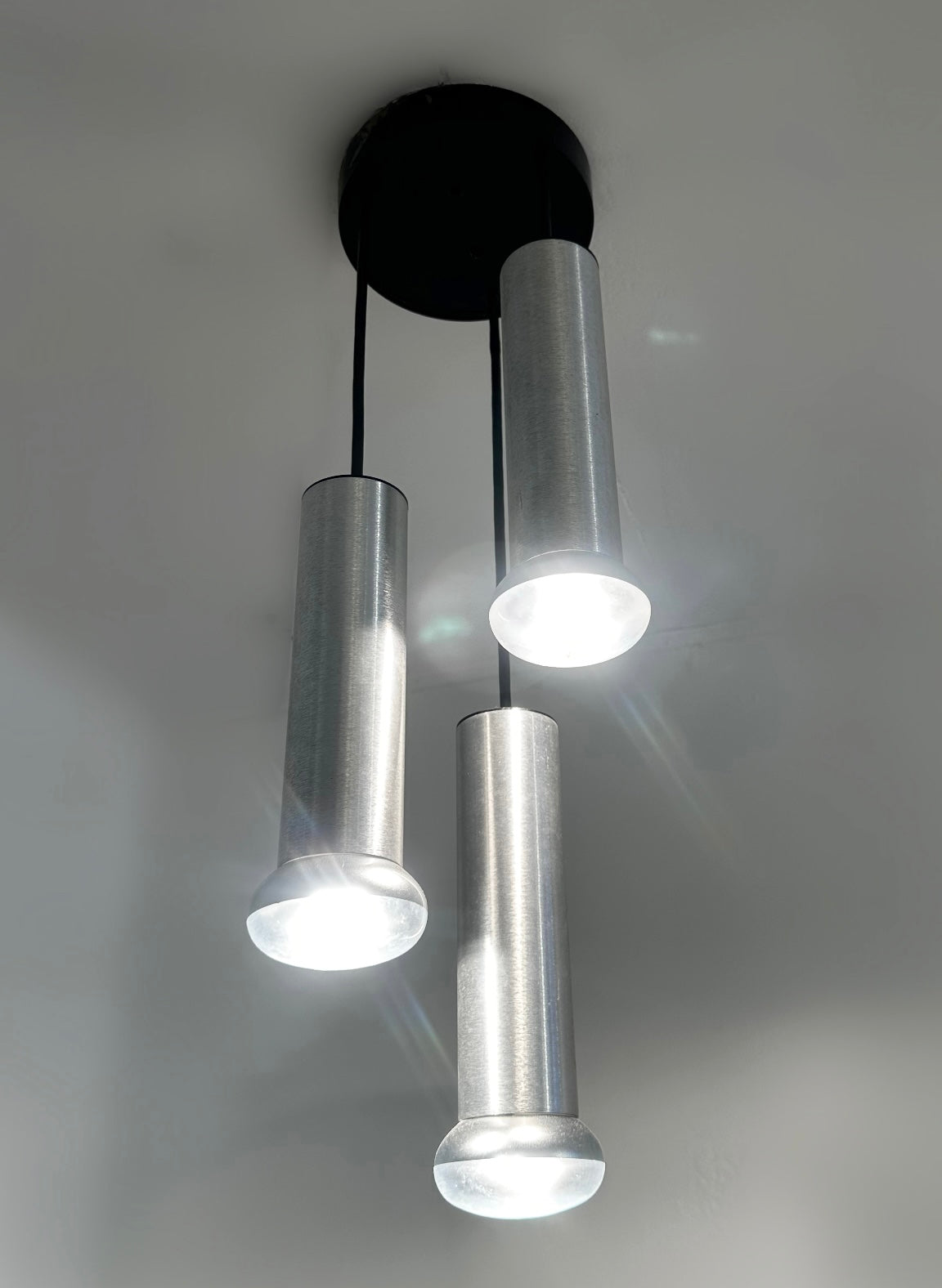 Mid Century Modern Thorn Lighting Tubular Steel Trio Ceiling Pendant, 1960 image 2