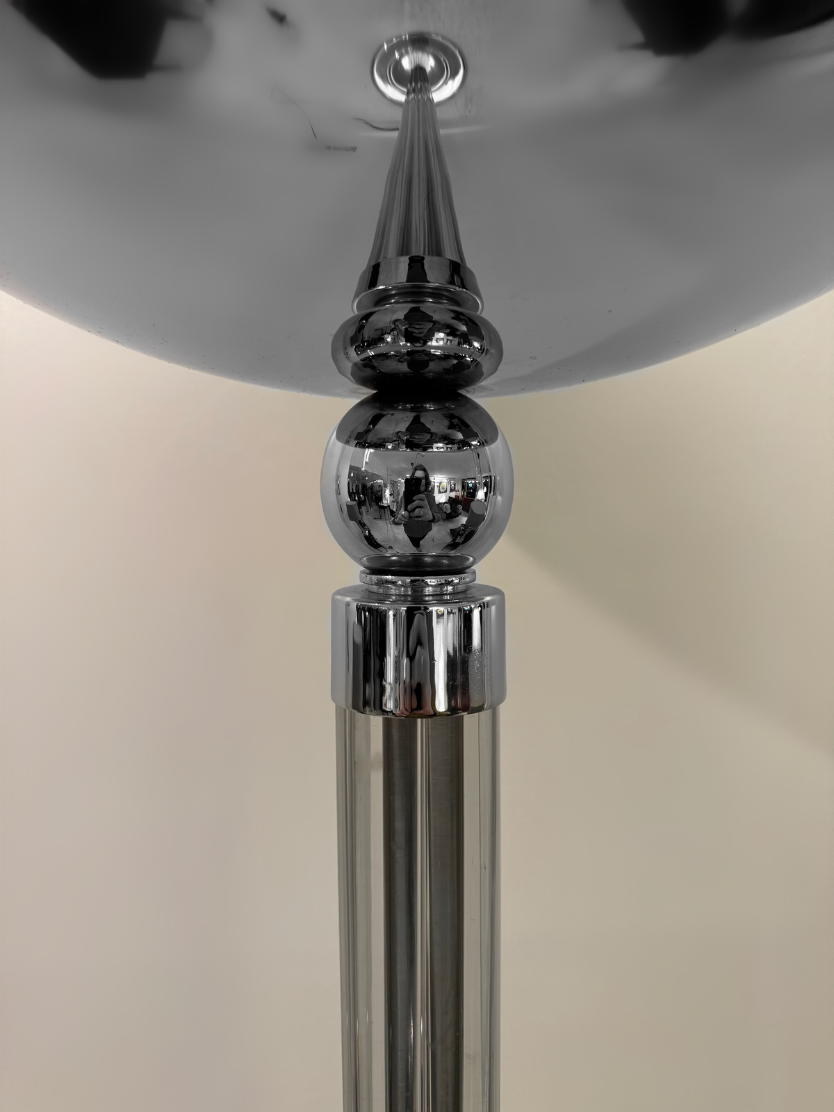 Art deco Style Uplighter Floor Lamp, Glass & Chrome by Karl Springer, 1978 image 5