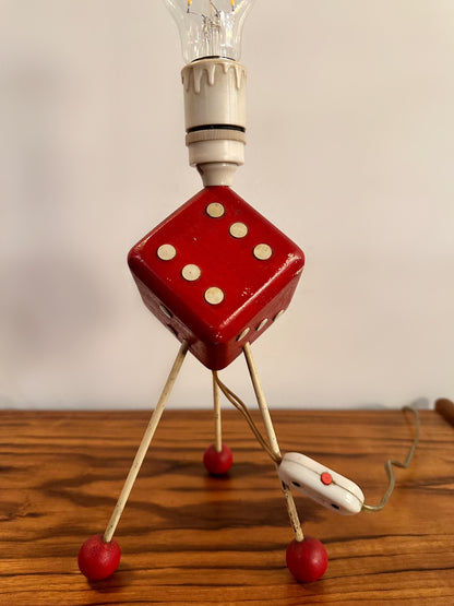 American Red & Cream Atomic Tripod Dice Table Lamp, 1950 image 2