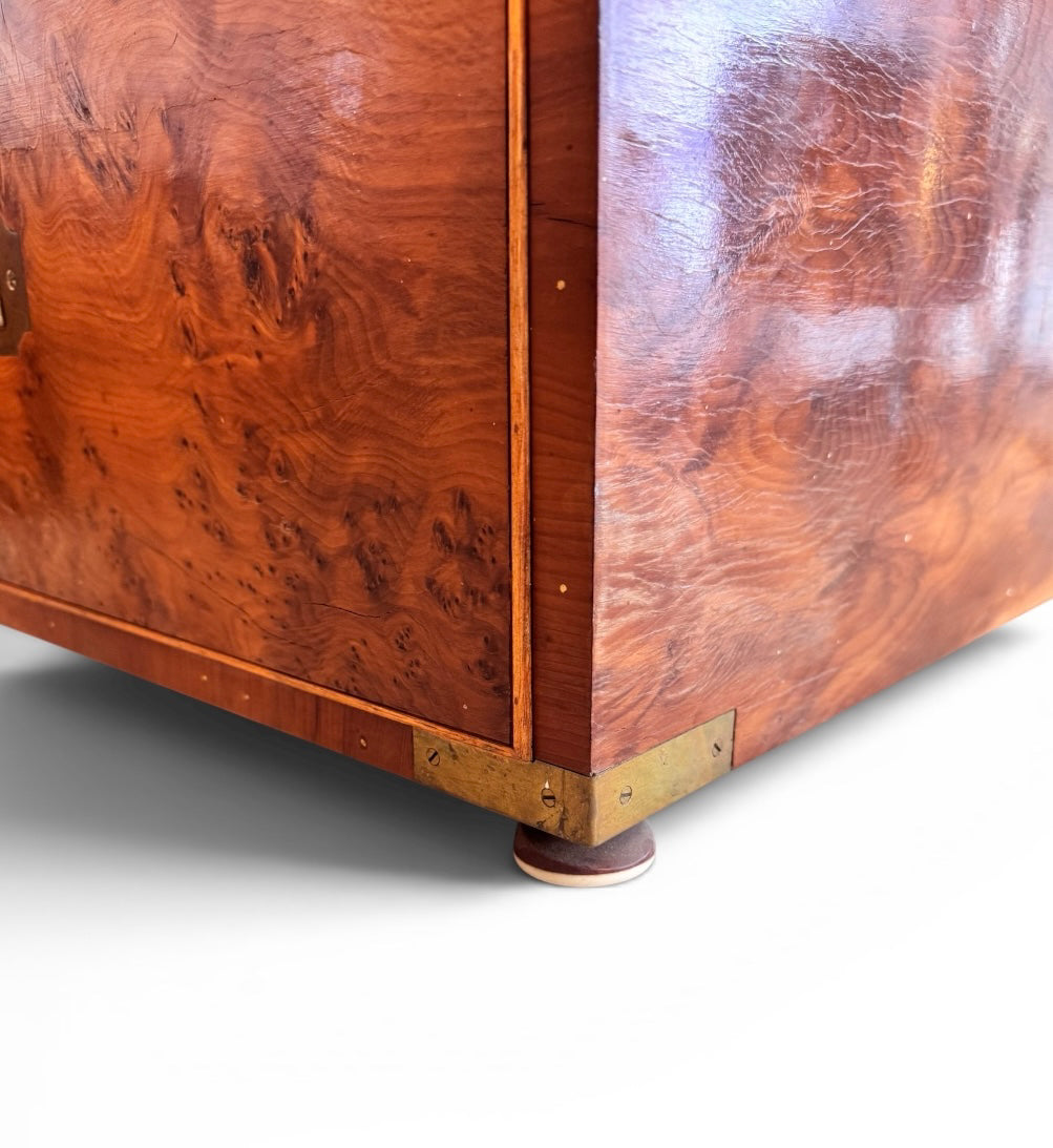 Double Sided Fine Scandinavian Burr Maple Campaign drawers with Brass Motifs  image 4
