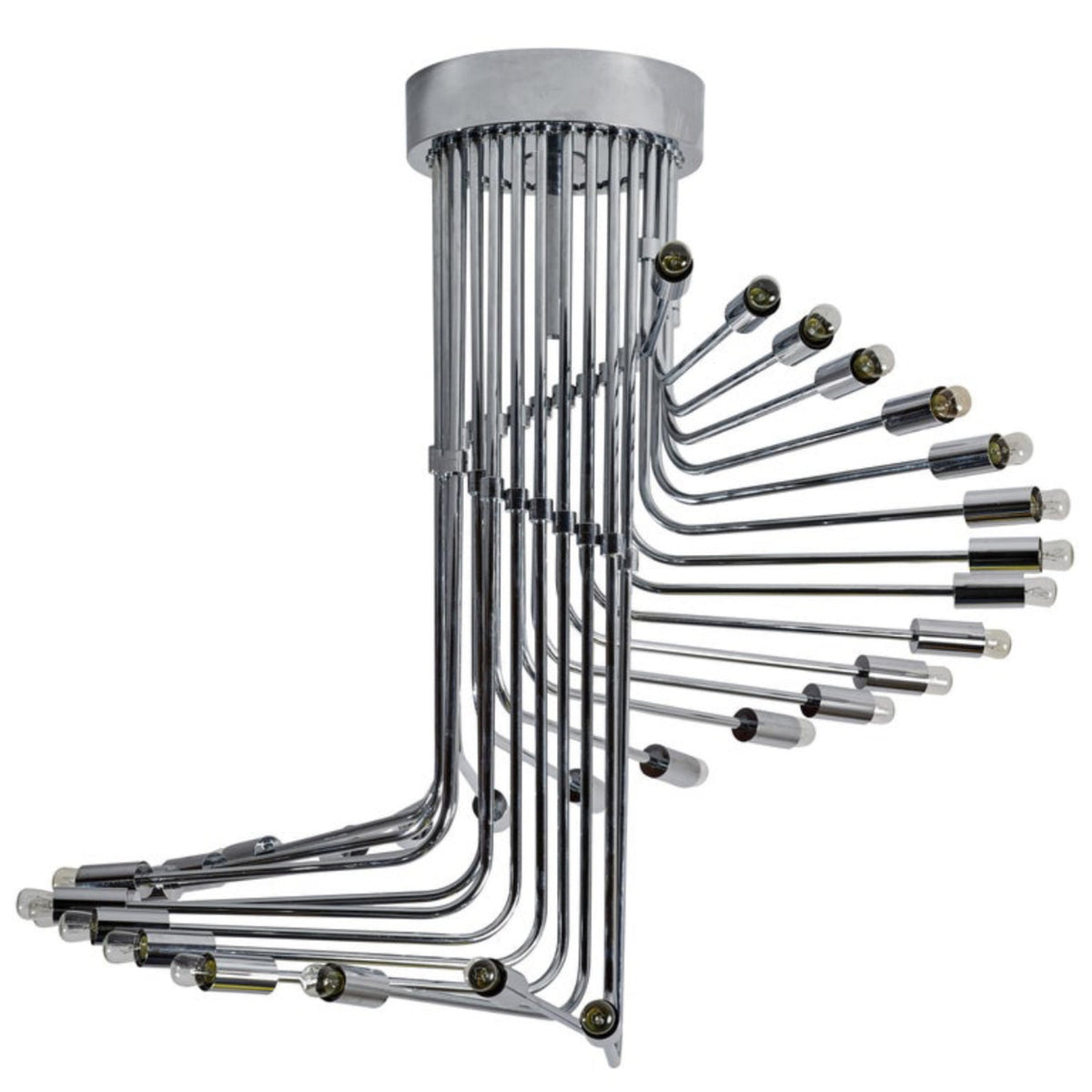 Ultra rare Italian Spiral Chrome Chandelier by Gaetano Sciolari, 1970s image 0