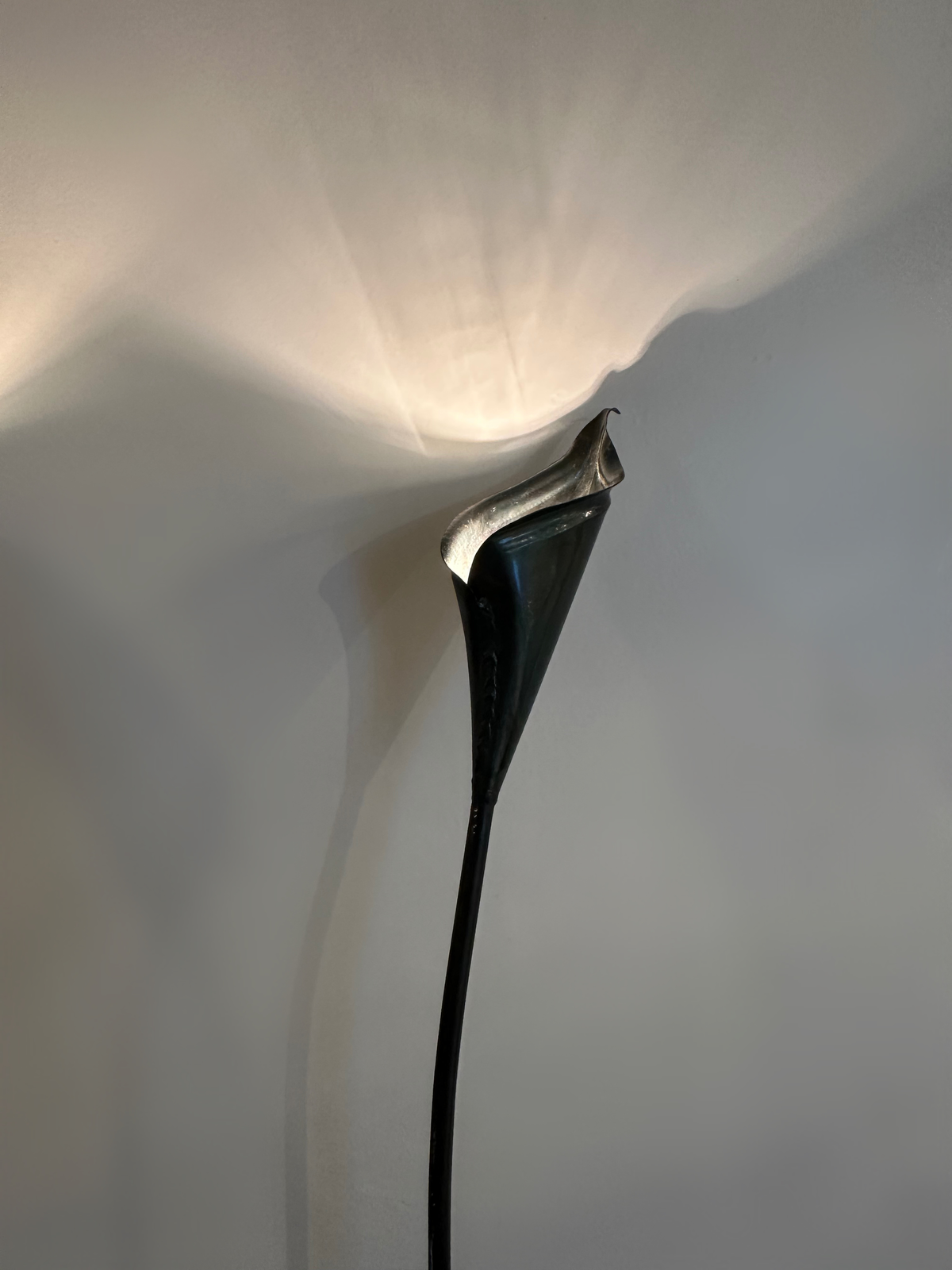Pair of Spanish Bronze Lilly shaped Lamps with Stone bases, 1980 image 1