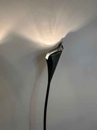 Pair of Spanish Bronze Lilly shaped Lamps with Stone bases, 1980 image 1