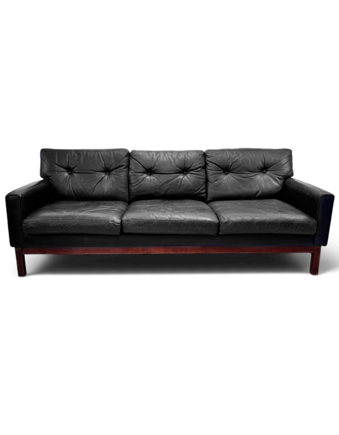 Leather & Rosewood Sofa Suite Consisting of Two Armchairs & 3-Seat Sofa, Pek-Oy for ASKO Finland, 1960