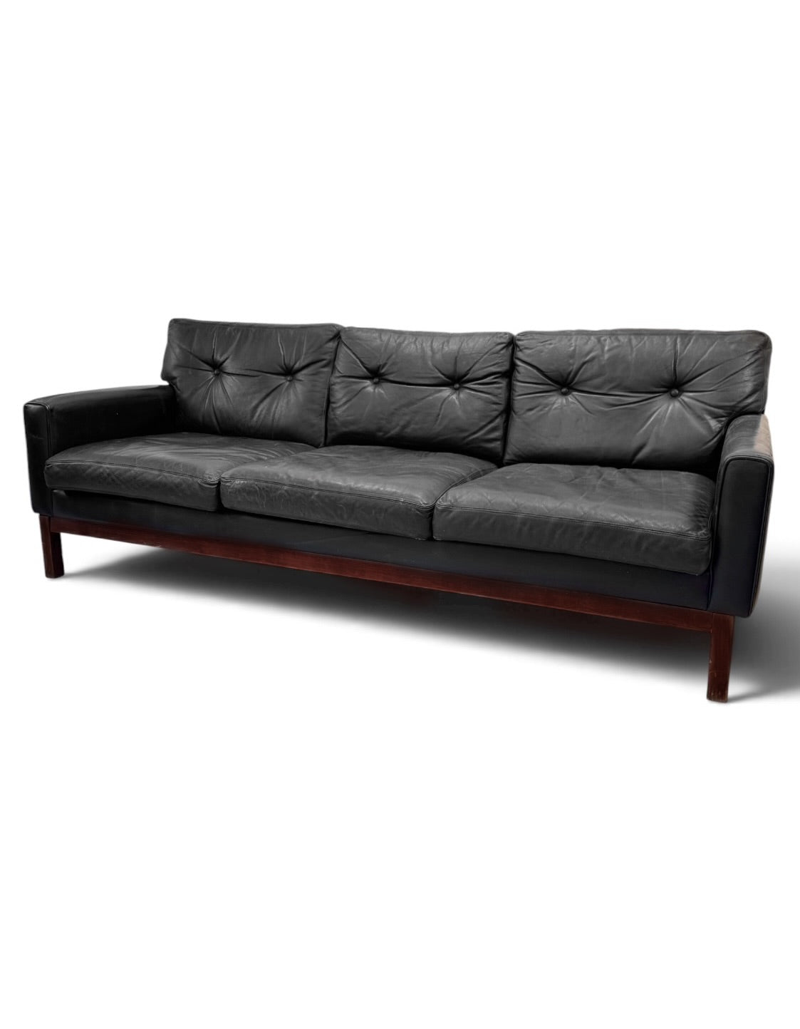 Leather & Rosewood Sofa Suite Consisting of Two Armchairs & 3-Seat Sofa, Pek-Oy for ASKO Finland, 1960
