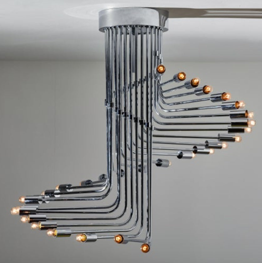 Ultra rare Italian Spiral Chrome Chandelier by Gaetano Sciolari, 1970s image 3