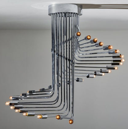 Ultra rare Italian Spiral Chrome Chandelier by Gaetano Sciolari, 1970s image 3
