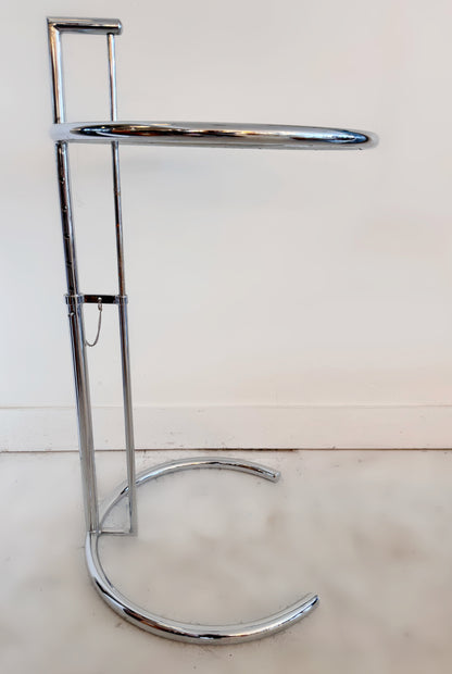 Adjustable glass and chrome E1027 side table by Eileen Gray for Habitat, 1980 image 4