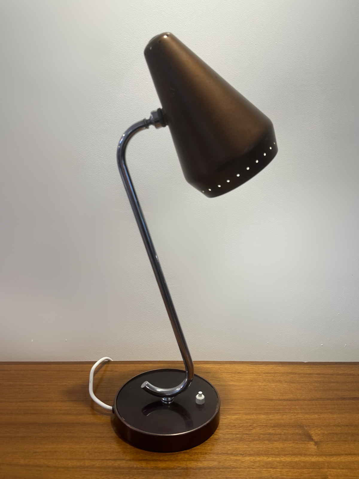 Original Mid Century Chrome and Brass Shop Fitting Lamp Courtney Pope, 1950 image 1