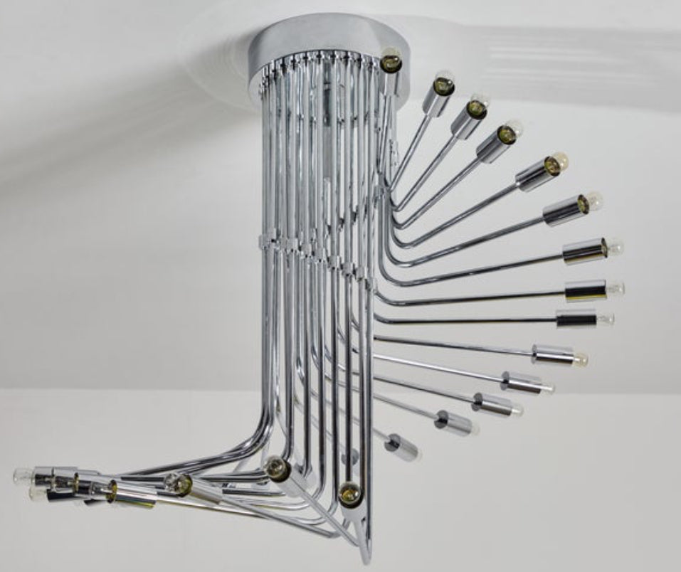 Ultra rare Italian Spiral Chrome Chandelier by Gaetano Sciolari, 1970s image 8