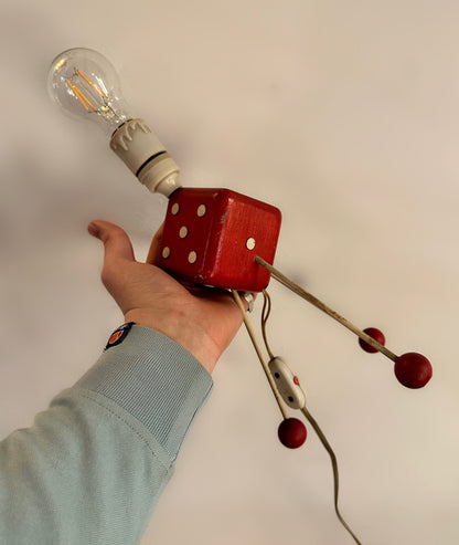 American Red & Cream Atomic Tripod Dice Table Lamp, 1950 image 6