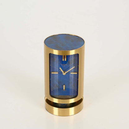 Mid-Century Swiss Gilt Brass & Lapis Lazuli Swiza 8 Day Alarm Clock, 1960s