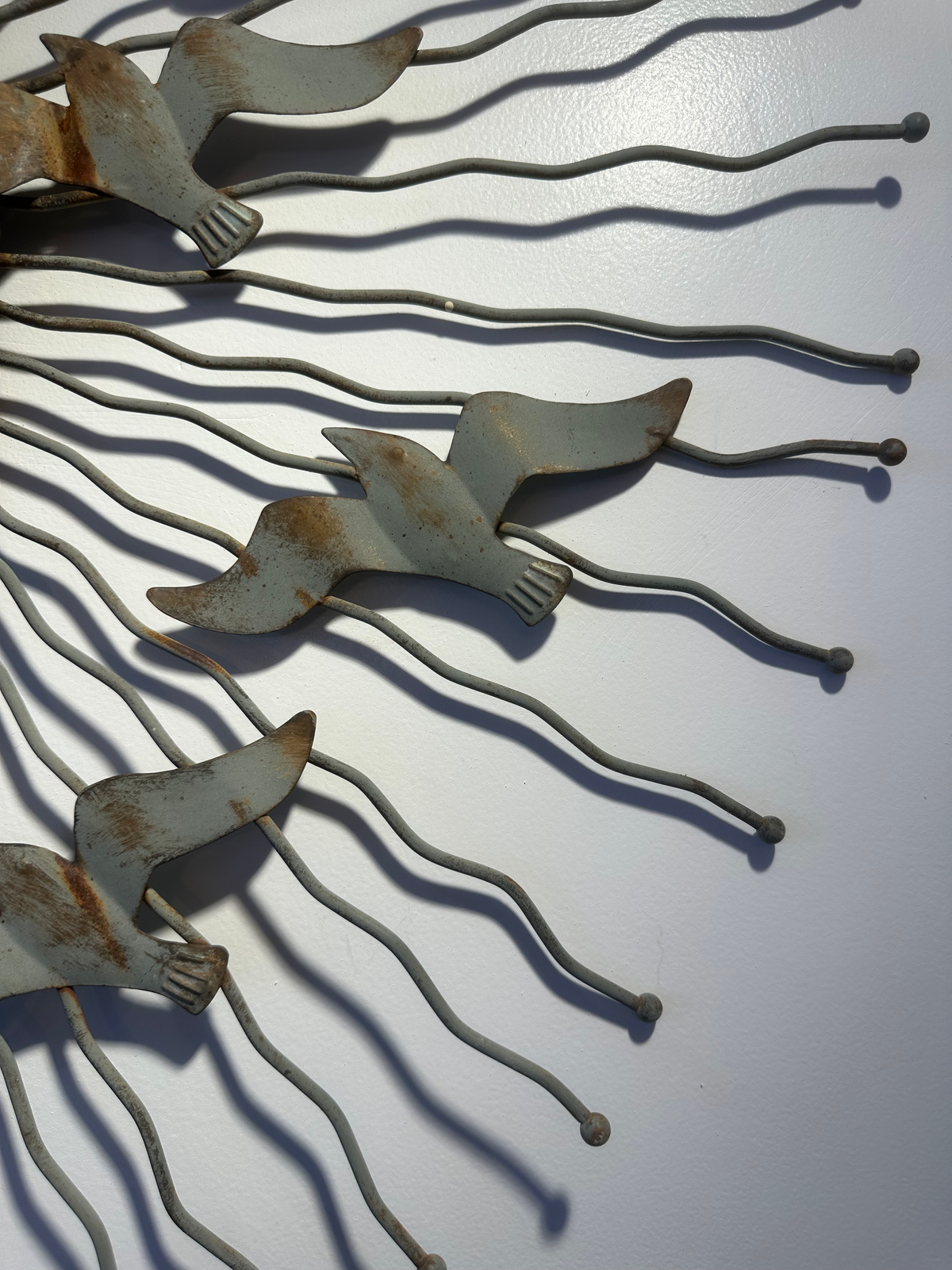 Midcentury Modern Metal Radial Sunburst sculpture ‘Birds In Flight’, 1970 image 4