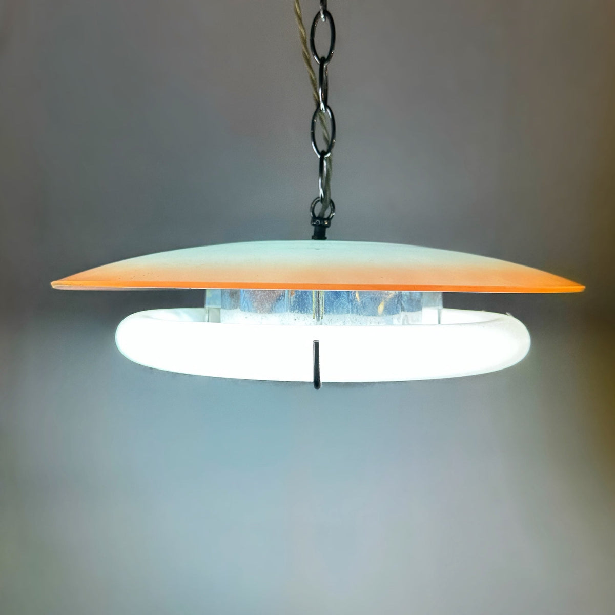 Italian Space-age Chandelier in Chrome & Murano Glass by Osram Italy, 1950 image 0