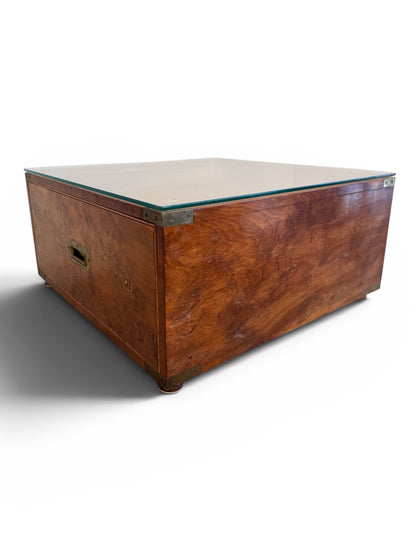 Pair of fine Scandinavian Burr Maple Campaign drawers with Brass Motifs  image 13