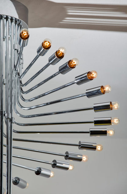 Ultra rare Italian Spiral Chrome Chandelier by Gaetano Sciolari, 1970s image 9