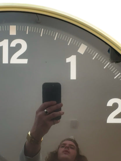 Gold Mid century style factory clock image 2