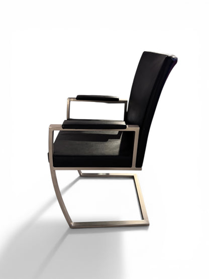 4x Bauhaus Style Black & Chrome Chairs, Germany, 1980 image 2