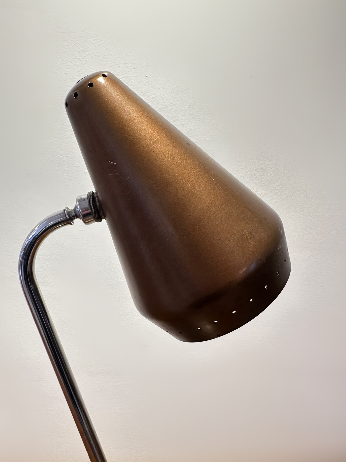 Original Mid Century Chrome and Brass Shop Fitting Lamp Courtney Pope, 1950 image 4