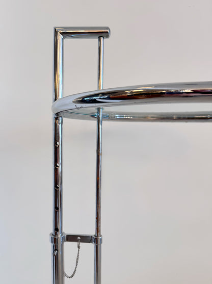 Adjustable glass and chrome E1027 side table by Eileen Gray for Habitat, 1980 image 5