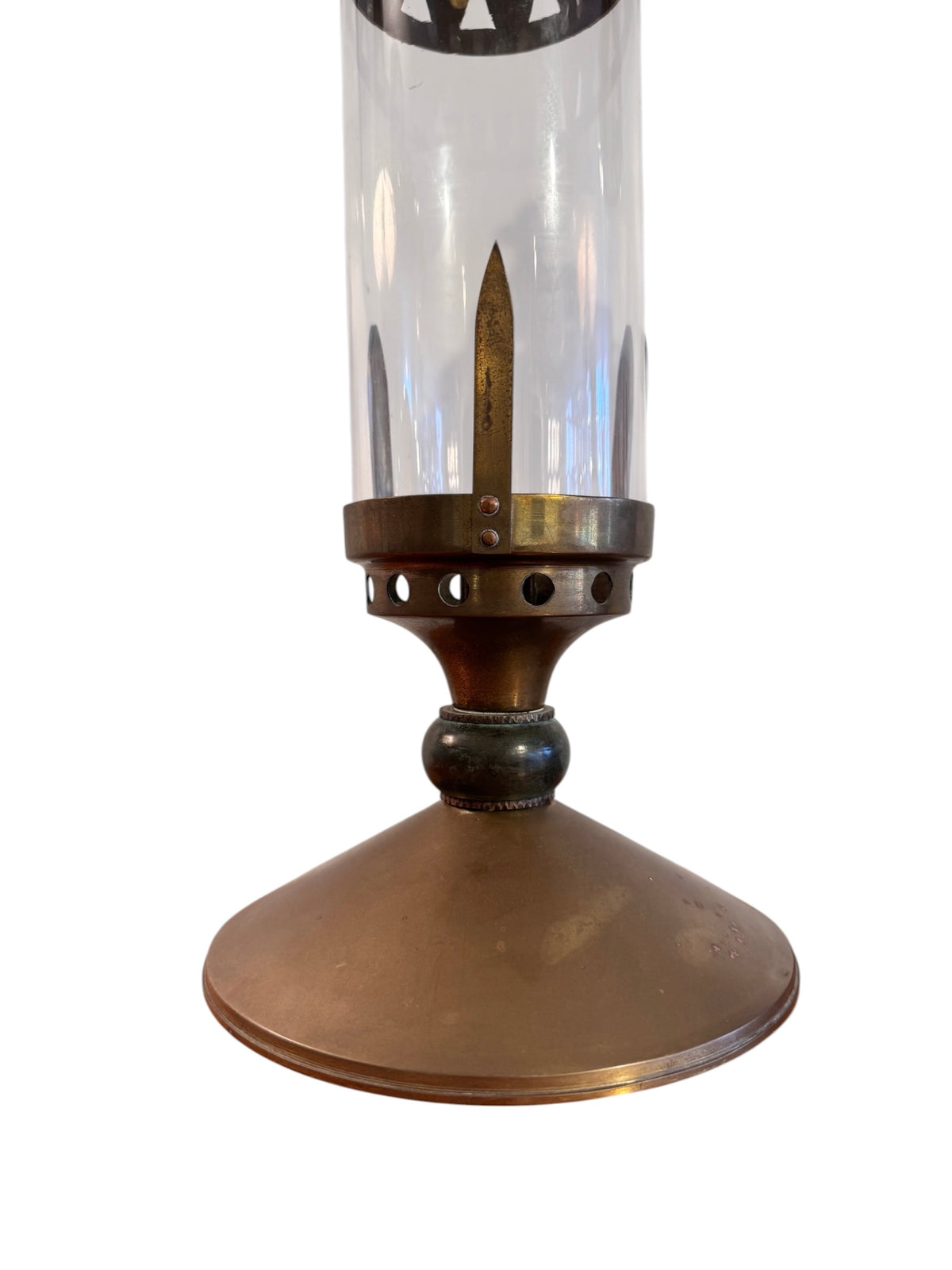Pair of Antique Brass and Glass Ecclesiastical Candle Lanterns