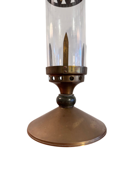 Pair of Antique Brass and Glass Ecclesiastical Candle Lanterns