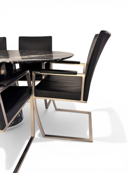 4x Bauhaus Style Black & Chrome Chairs, Germany, 1980 image 4