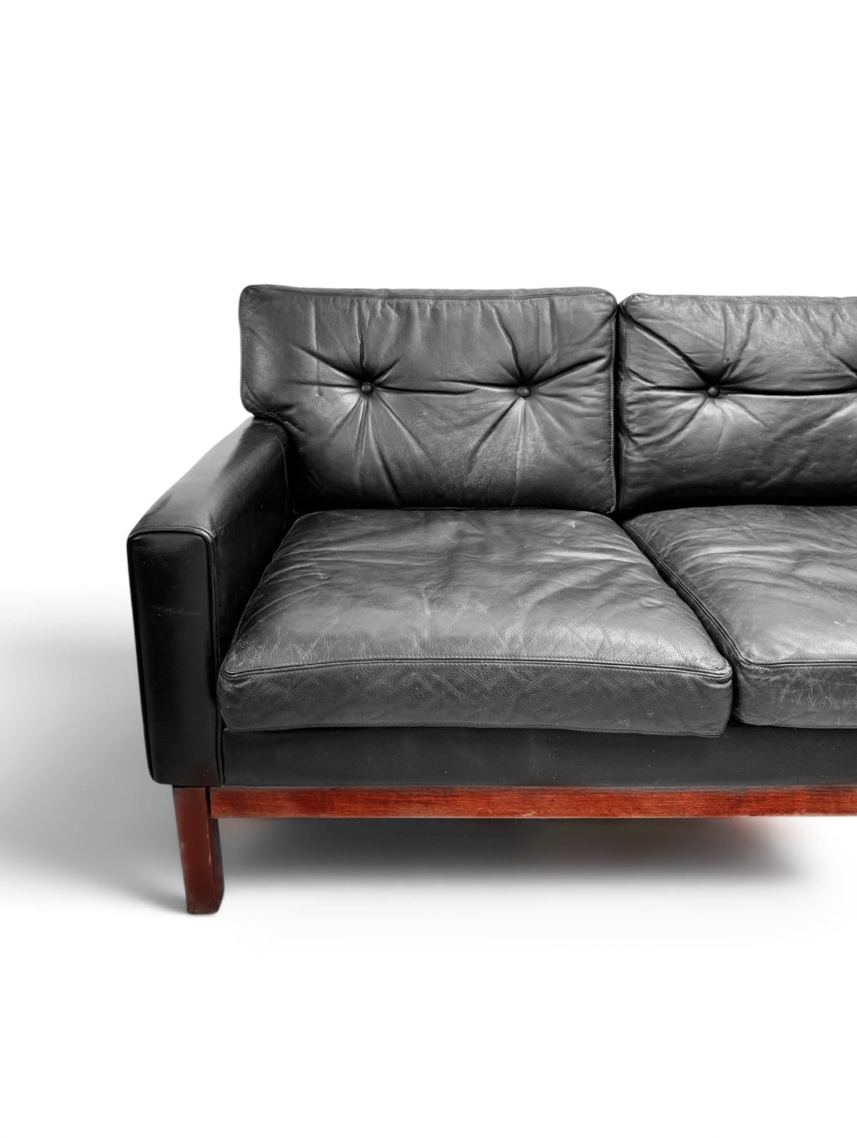 Leather & Rosewood Sofa Suite Consisting of Two Armchairs & 3-Seat Sofa, Pek-Oy for ASKO Finland, 1960