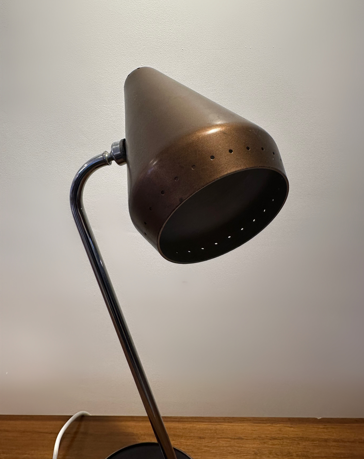 Original Mid Century Chrome and Brass Shop Fitting Lamp Courtney Pope, 1950 image 3