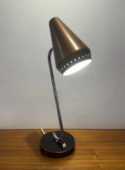 Original Mid Century Chrome and Brass Shop Fitting Lamp Courtney Pope, 1950 image 0