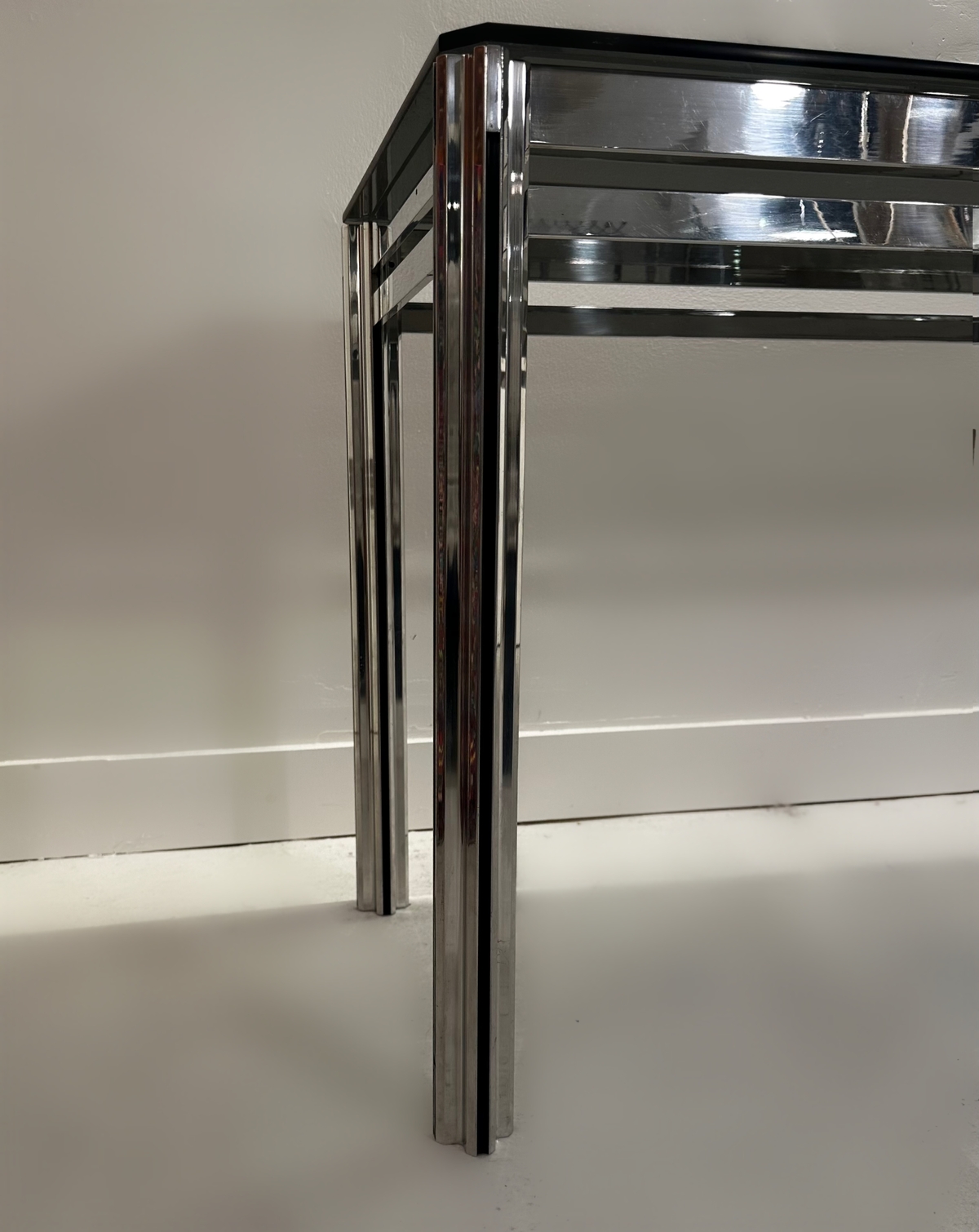 George ciancimino console table in Chrome and Smoked Glass, 1970 image 4